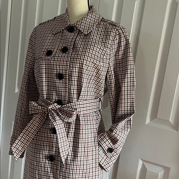 Talbots Polished Plaid Checkered Trench Coat in Petite L - Picture 16 of 16